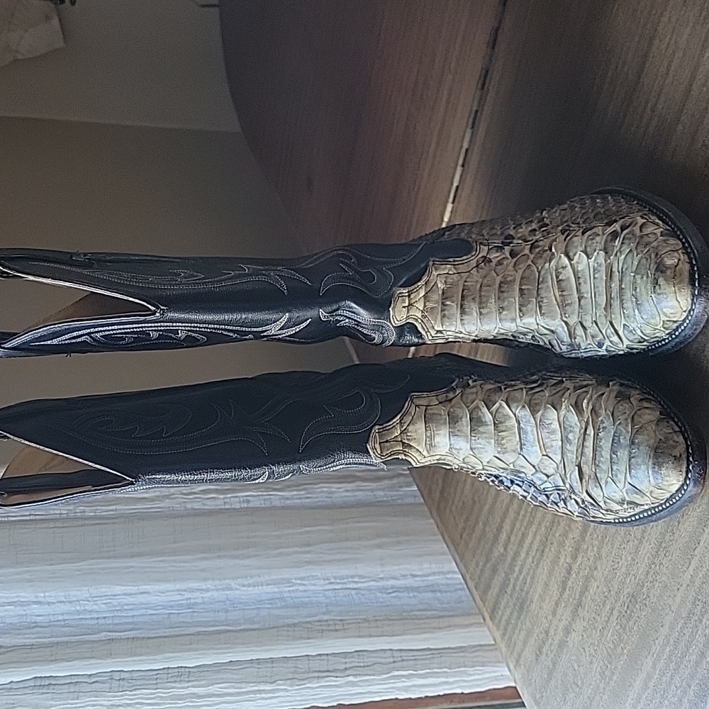 Dingo Snake Skin & Leather Western Cowboy Boots - Python Skin Boots Style 5130 - Picture 2 of 8